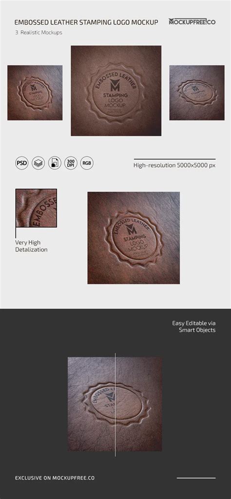 Free Embossed Leather Stamping Logo Mockup For Photoshop