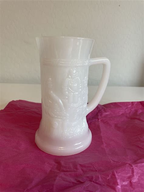 Vintage S Federal Milk Glass Beer Stein Mug Tankard Embossed Pub