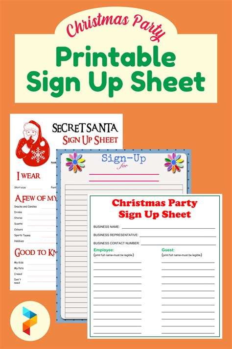 Holiday Party Sign Up Sheet Templates Free