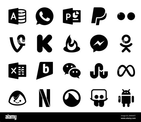 20 Social Media Icon Pack Including Basecamp Meta Messenger