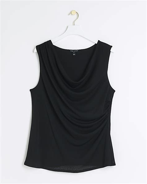 Plus Black Cowl Neck Tank Top River Island