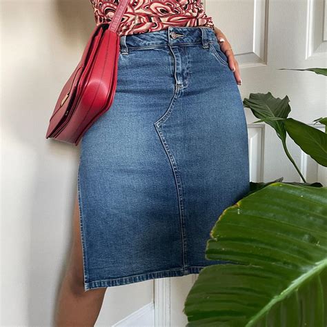 Split Leg Denim Skirt Medium Wash Vintage Old Navy Depop