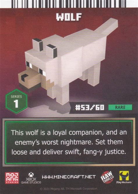 Minecraft Dungeons Arcade Series 1 Card 53 Pet Wolf Foil Arcade