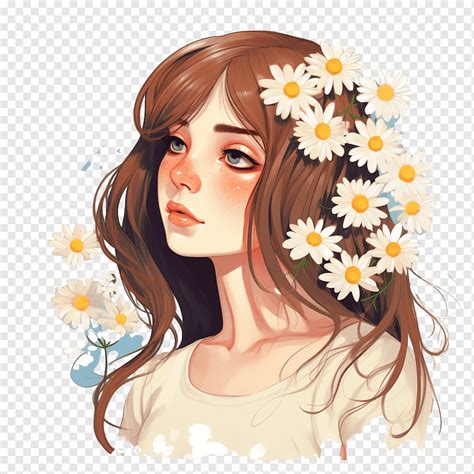 Daisy Flower Headdress Girl Png PNGWing