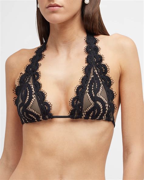 Pq Swim Midnight Lace Halter Bikini Top Neiman Marcus