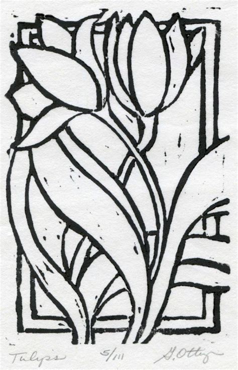 Tulips Linocut By Gwenottingerartworks On Etsy Linoprint Lino