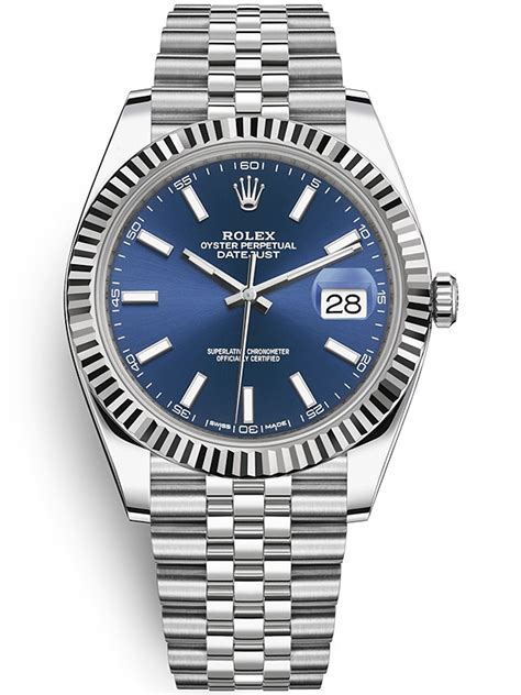 Rolex Datejust Steel White Gold Blue Dial Jubilee Watch