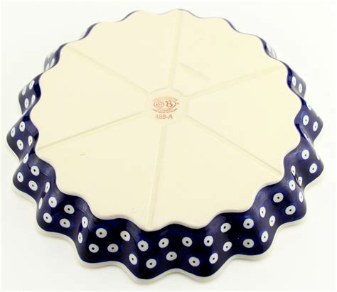 Polish Pottery Quiche Scalloped Pie Dish Polka Dot Polka Dot