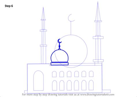 Learn How to Draw a Mosque (Islam) Step by Step : Drawing Tutorials