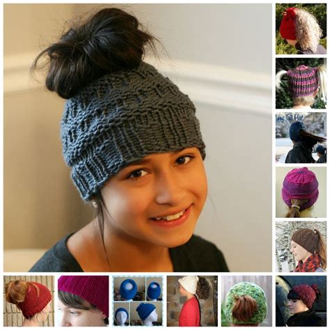 UPDATED The Best Free Knit Ponytail Hat Patterns Aka Messy Bun