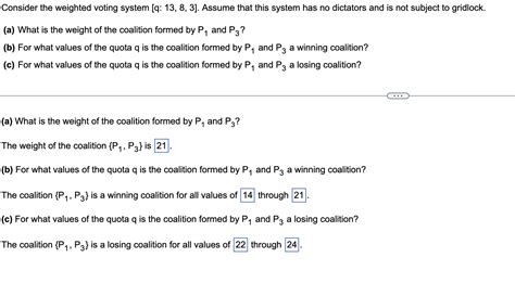 Solved Consider The Weighted Voting System Q Assume Chegg