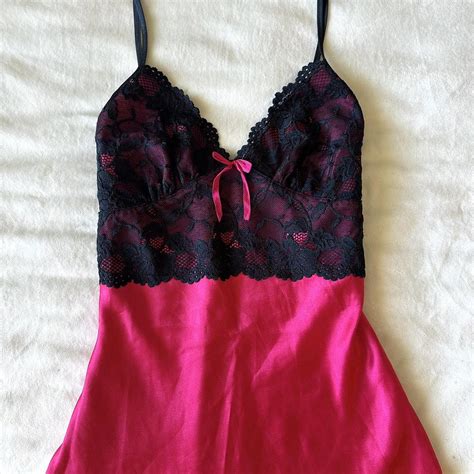 Vintage Lingerie Dress Black And Pink Vintage Depop