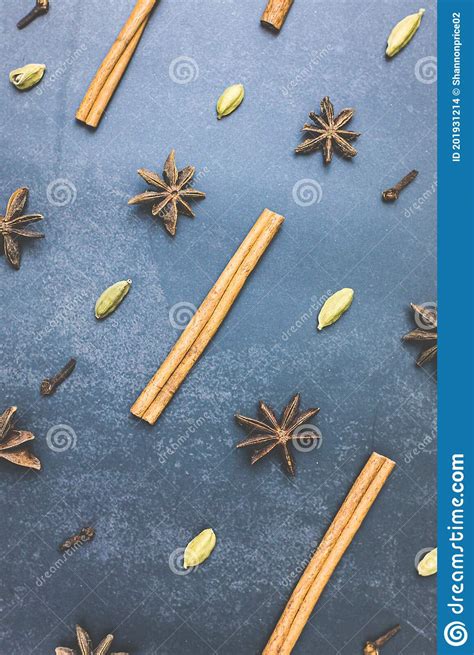 Spices Star Anise Cinnamon Stick Green Cardamon Cloves Stock Photo