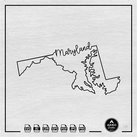 Maryland Svg Png Outline Maryland Map Svg Png Maryland State Svg Png