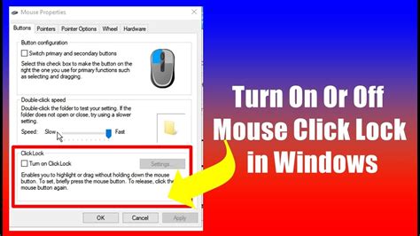 How To Turn On Or Off Mouse Click Lock In Windows 1110 Enable Mouse