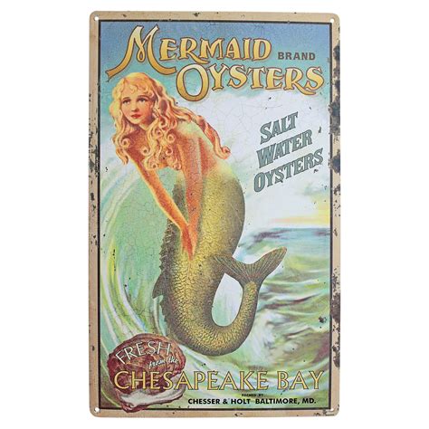 Design Toscano Mermaid Oysters Vintage Advertisement Plaque Youll