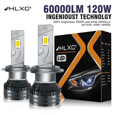 HLXG Mini Size 60000LM Canbus H7 LED Tube Car Headlight HB4 HB3 9005