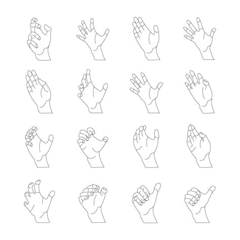 Premium Vector Human Hand Gestures Set Minimal Line Art