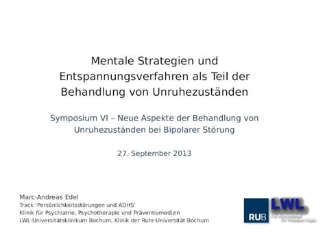 Ppt Marc Andreas Edel Track Pers Nlichkeitsst Rungen Und Adhs Klinik