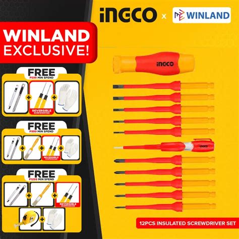 INGCO By Winland 12pcs Interchangeable Insulated Screwdriver With