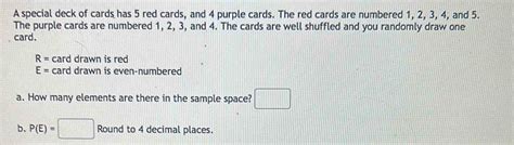 Solved A Special Deck Of Cards Has Red Cards And Purple Cards