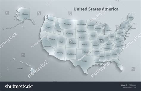 Usa Map Alaska Hawaii Map Separate Stock Vector (Royalty Free) 1136050568