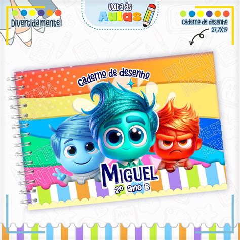 Caderno de Desenho - Divertidamente Menino | Elo7