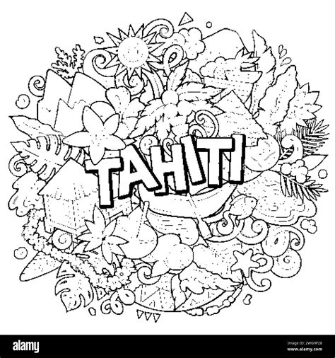 Tahiti Hand Drawn Cartoon Doodle Illustration Creative Funny Vector