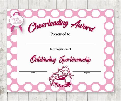 Cheer Award Certificate Free Printable