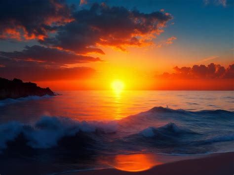 Premium AI Image Beautiful Seascape At Sunset Ai Generated