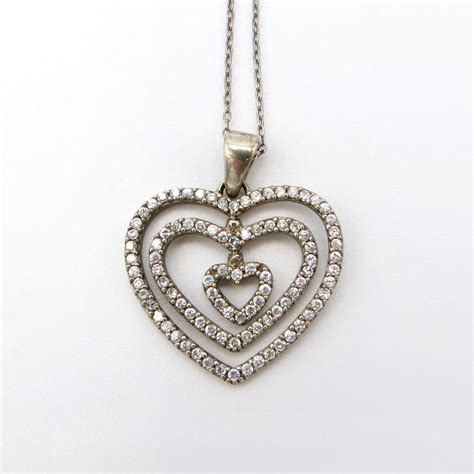 Silver & Crystal Heart Pendant – Antiques On Queen