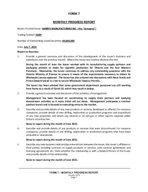 Fillable Online Wesana CSE Form 7 Monthly Progress Report June