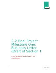 2 2 Final Project Milestone One Business Letter Draft Of Section 1