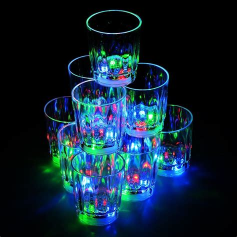 Flash Light Up Cups Shot Glasses Plastic 2 Oz Led Drinking Blinking Barware 24 Ebay