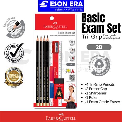 Faber Castell 2B Pencil Tri Grip Exam Grade 2B Pencil Basic Exam Set