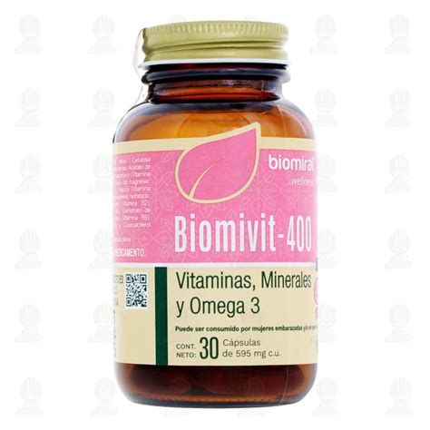 Biomivit 400 Biomiral Suplemento Alimenticio 595 Mg 30 Cápsulas