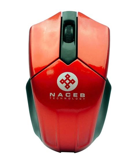 Mouse Naceb Optico USB 1200 DPI Inalámbrico Rojo Negro Mervins