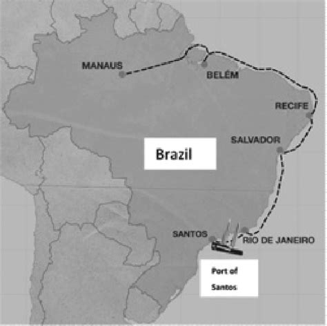 Map of Brazil -Location of Port of Santos. | Download Scientific Diagram