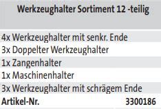 Werkzeughalter Sortiment 12 Teilig