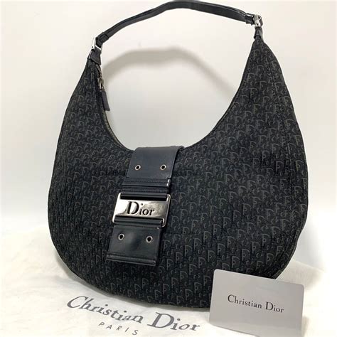 1円 Christian Dior クリスチャンディオール ストリートシック ハンドバッグ トロッター レザー キャンバス ブラック