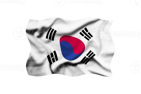 Waving The Flag Of South Korea Isolated On Transparent D Rendering