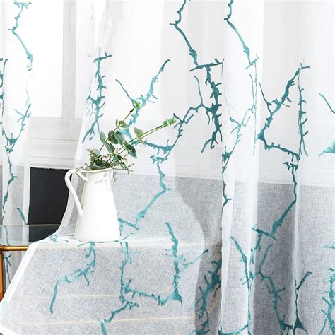 Amazon Top Finel White Sheer Curtains Inch Length Teal