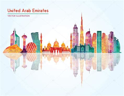 United Arab Emirates Skyline Silhouette Stock Vector Image By