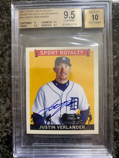 2007 Upper Deck Goudey Sport Royalty Auto JV Justin Verlander BGS 9 5