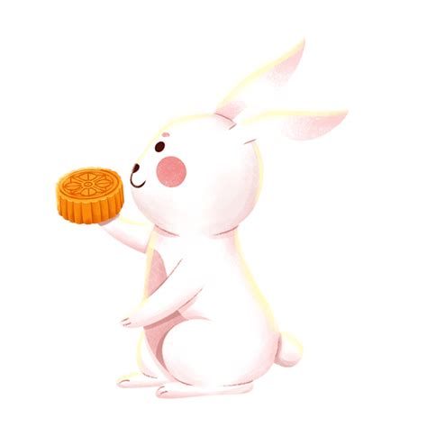 Jade Rabbit PNG Image Jade Rabbit Holding Moon Cake Jade Hare Moon