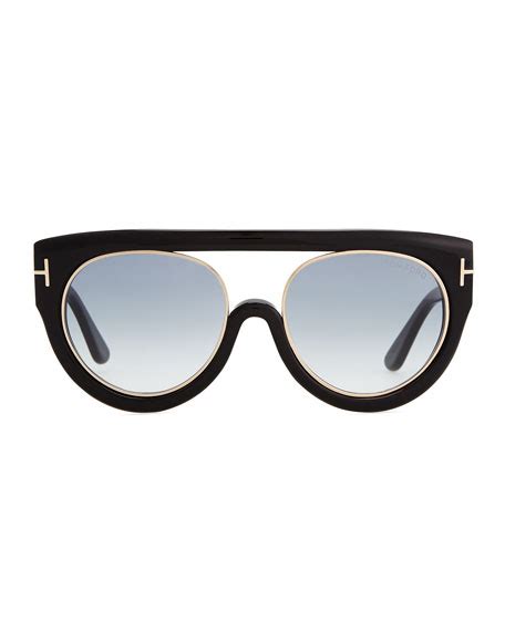 Tom Ford Alana Modified Plastic Aviator Sunglasses Black