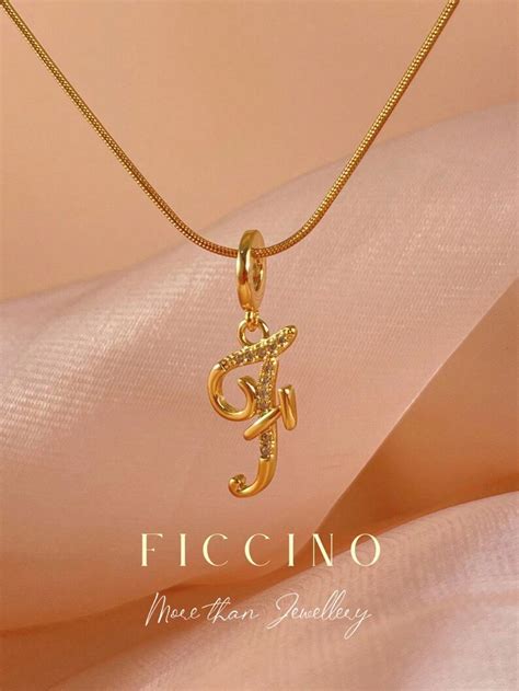 Ficcino Handwriting Style Alphabet Letter Gold Plated Inlaid Pendant