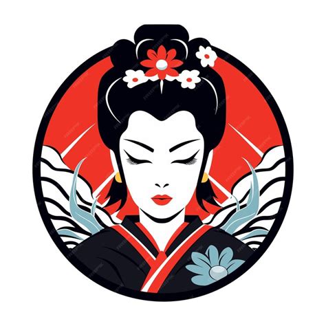 Premium Vector Japanese Geisha Girl Hand Drawn Logo Design Illustration