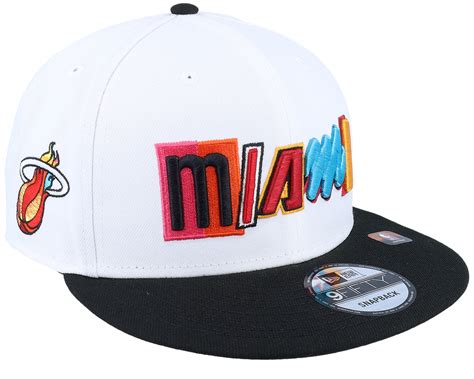 Miami Heat M Fifty Nba City Edition White Black Snapback New Era