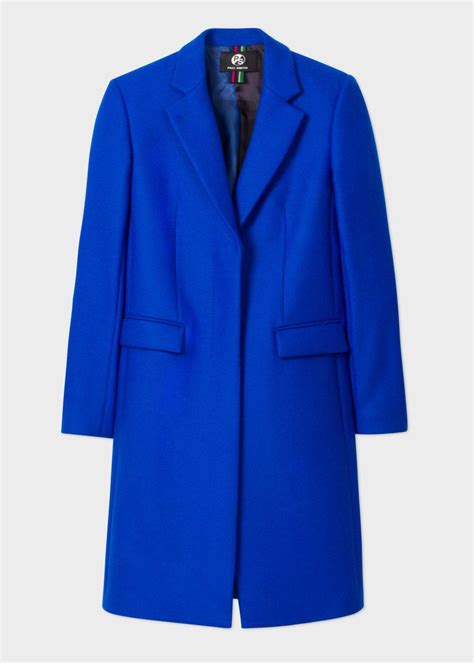 Lyst Paul Smith Womens Cobalt Blue Wool Cashmere Epsom Coat In Blue